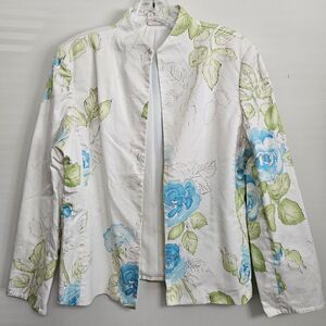 Austin Reed Blazer Women's Size 14 Cotton White Open-Front Long Sleeves MSRP$290